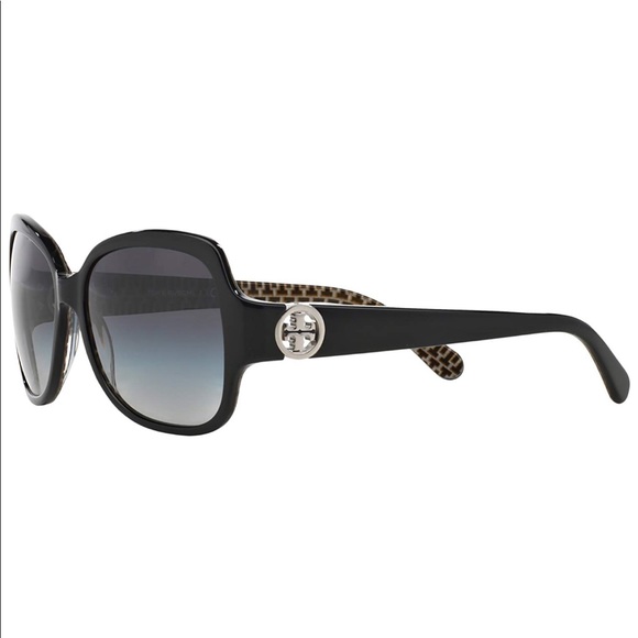 TORY BURCH Black Gradient Double T Logo Sunglasses - Picture 3 of 8